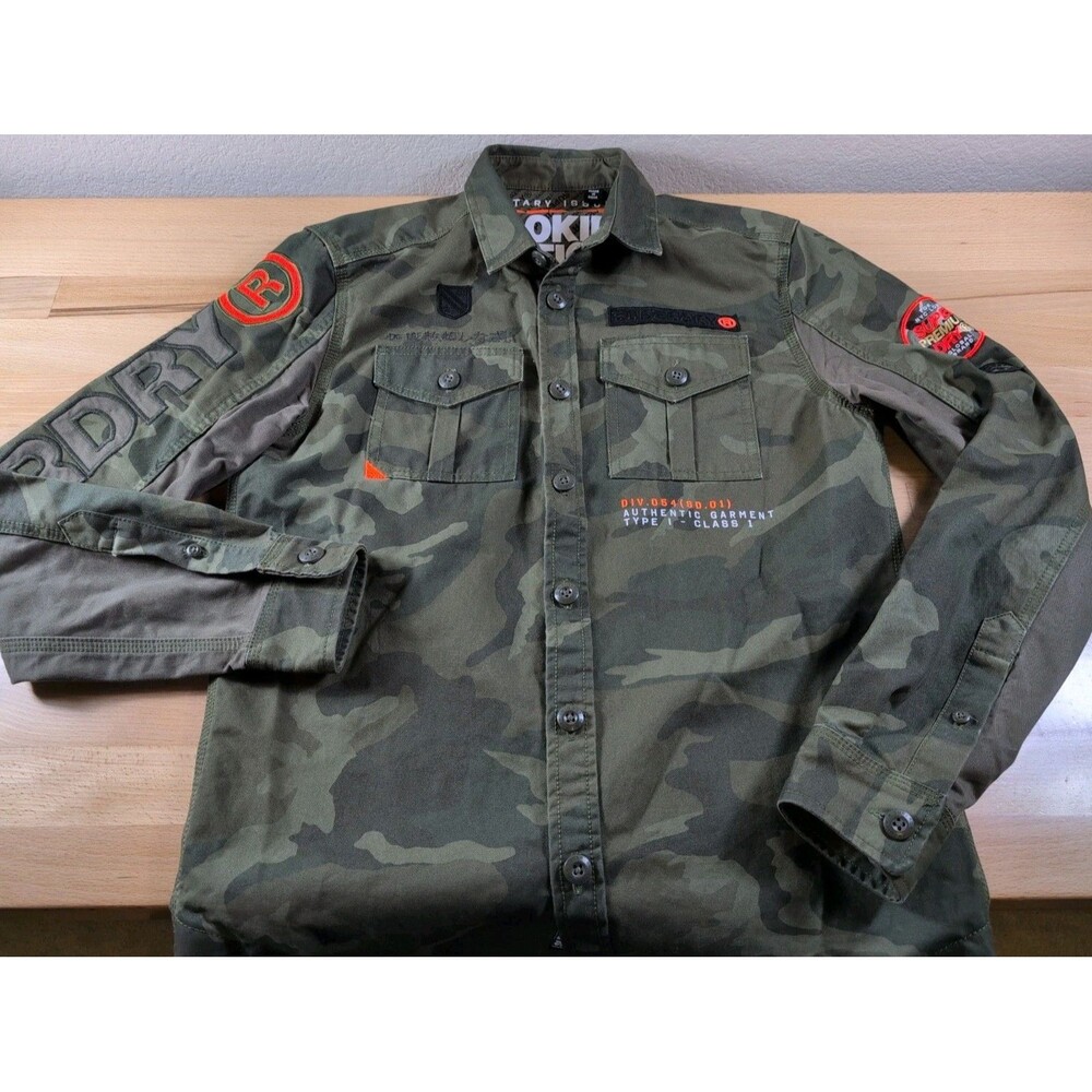 Superdry Military Storm Shirt Long Sleeve Men's Medium Rookie Edition Green Camo
